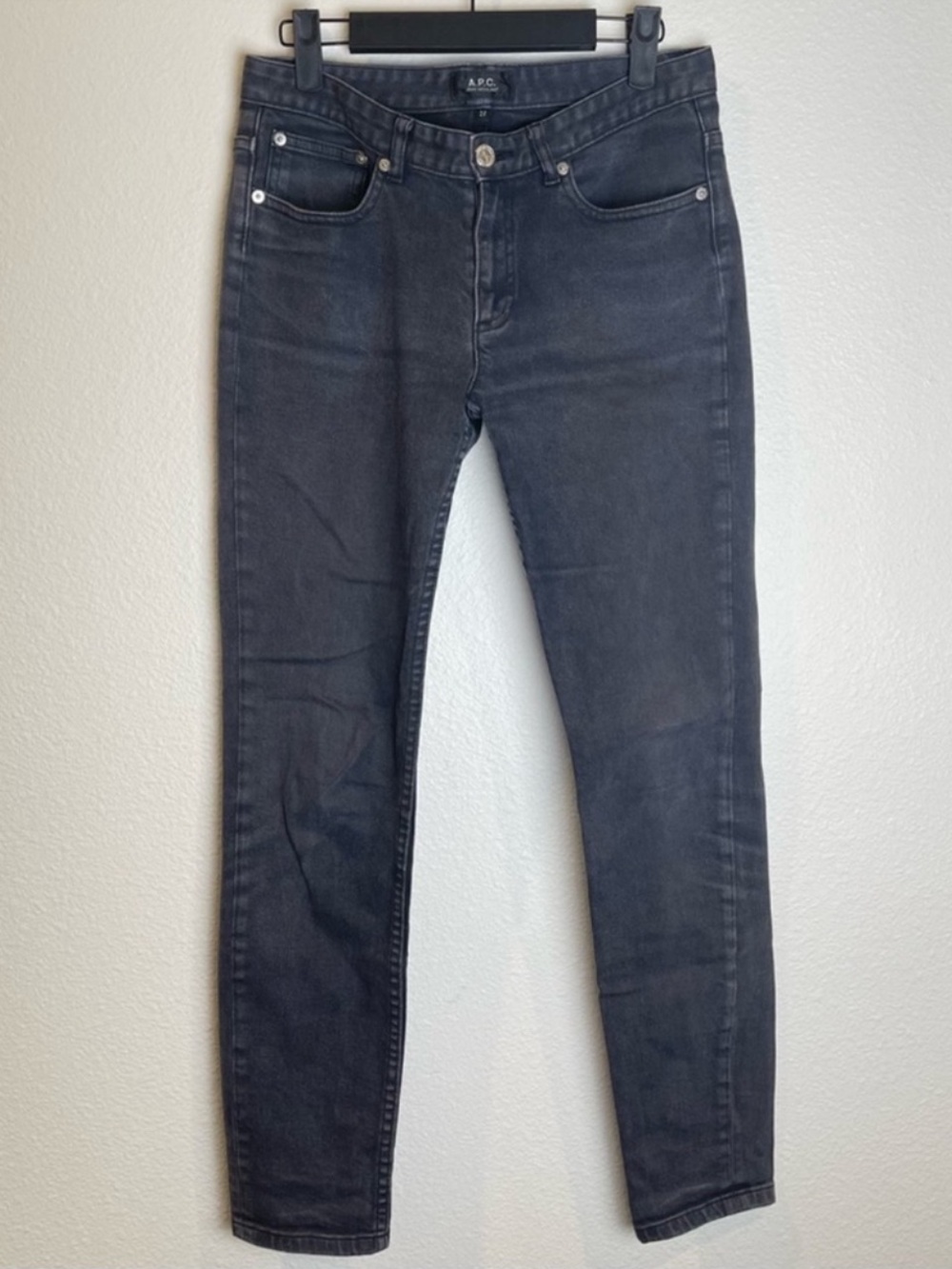 A.P.C. Denim Low Rise Skinny Jeans Women’s Size 27 Faded Black Moto Grunge
